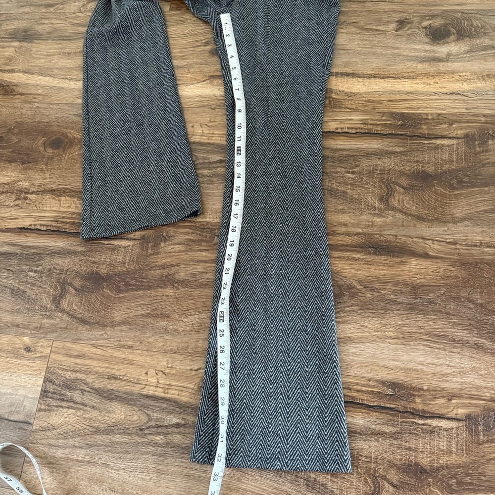 ZARA Stretch Herringbone Flare Trousers Grey Marl Size M NWOT - Picture 13 of 14
